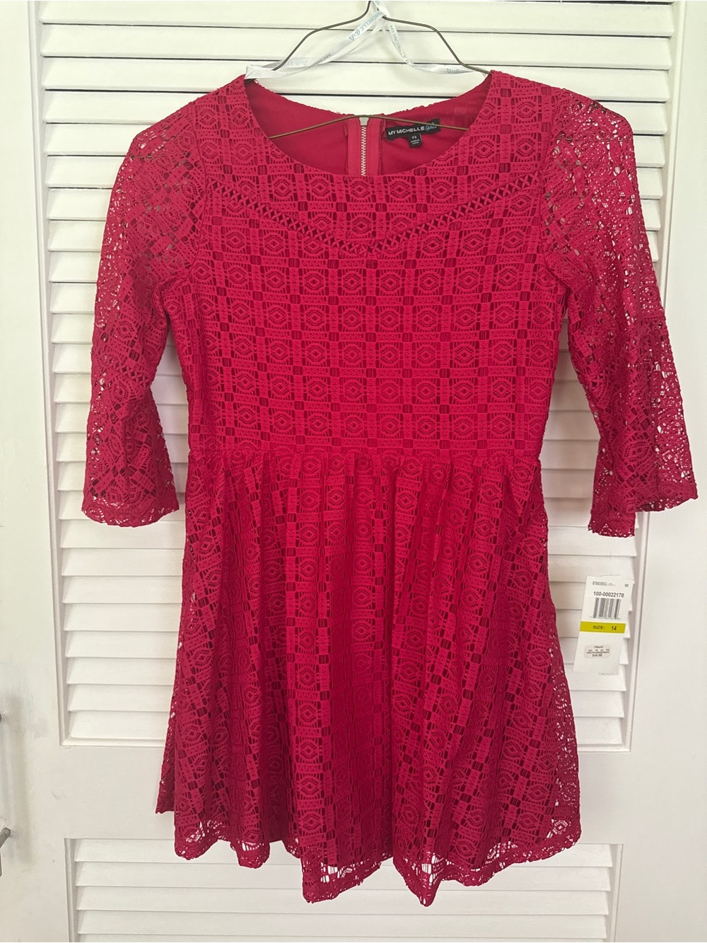 NWT My Michelle Girls Red Lace Fit & Flare Dress size 14